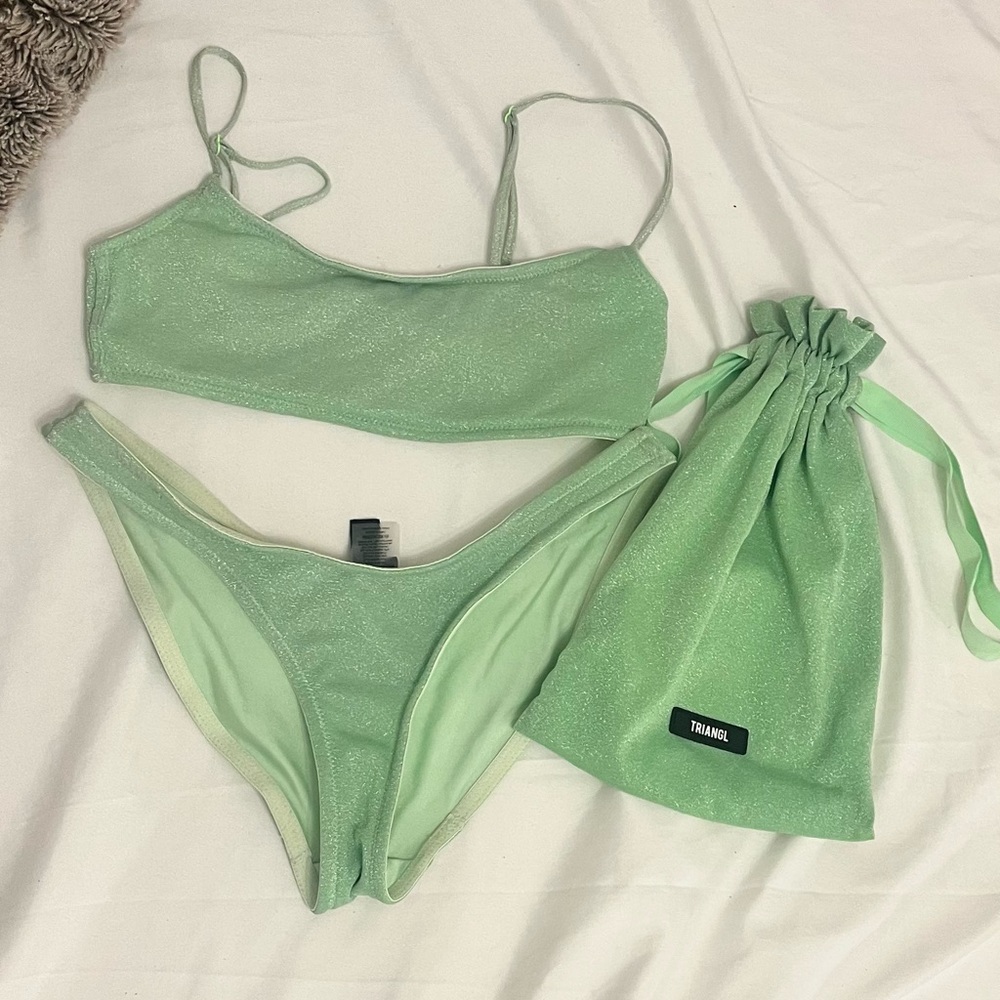 triangl bikini size small green sparkle